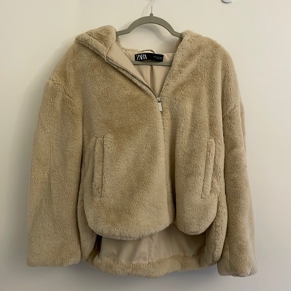 ZARA Tan Color Teddy Jacket (Size S)